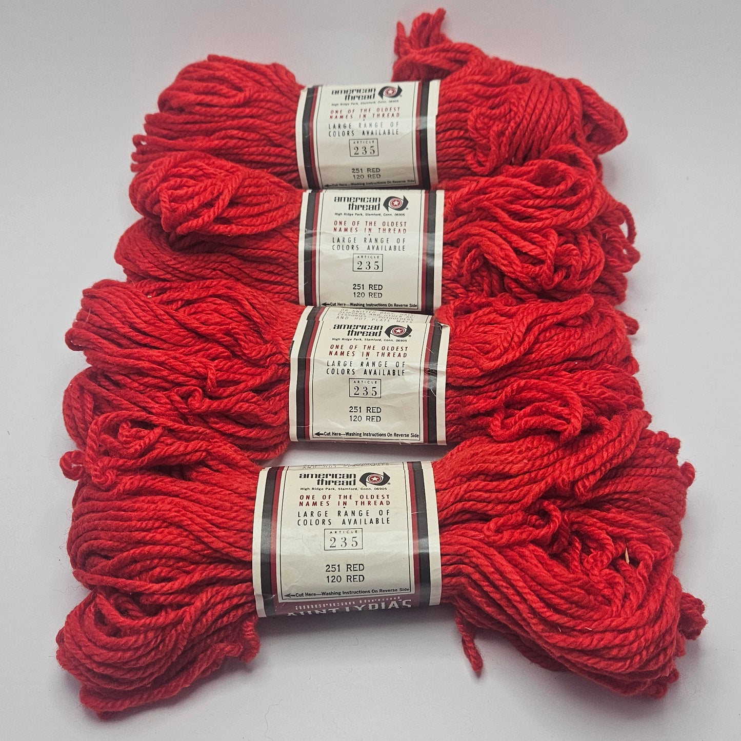 Aunt Lydia's Heavy Rug Yarn, Color Red, 75% Rayon, 25% Cotton, Lot of 4 skeins