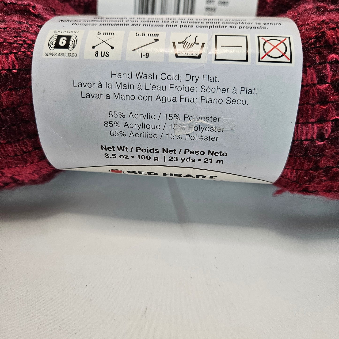 Red Heart Filigree super bulky yarn, color Jubilee 2 skeins
