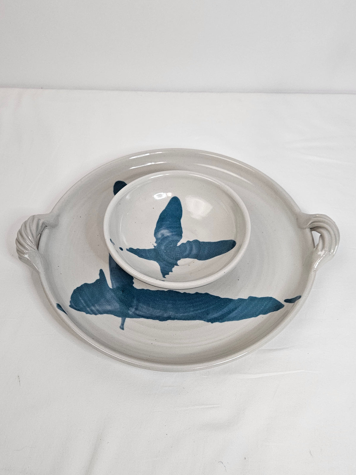 Studio pottery Serving Tray with Bowl, signed