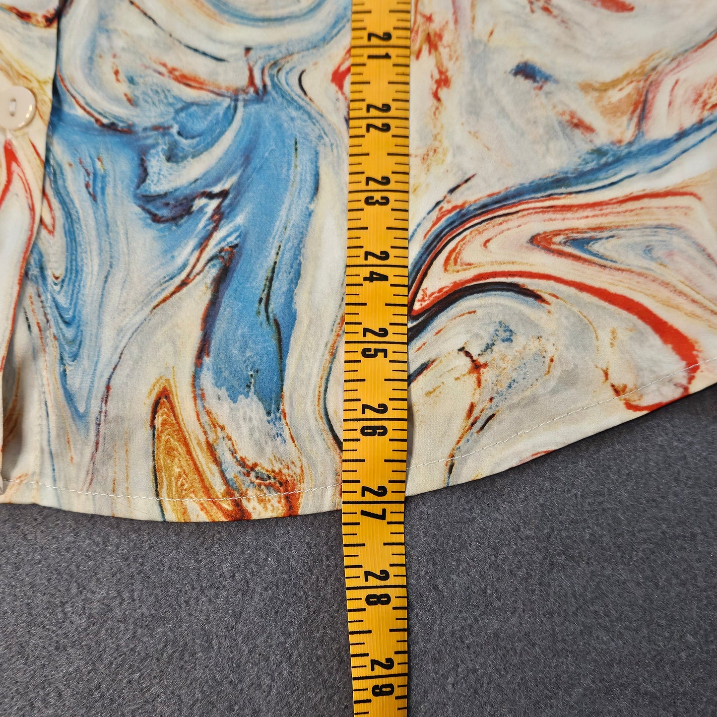 VRG GRL long sleeve button front shirt in marbled pattern, size small