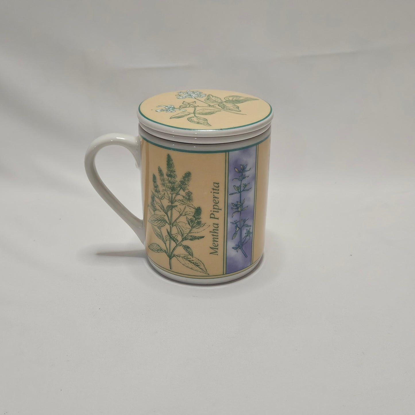 Danesco Ceramic Mug with Tea Infuser, Herbal plant designs