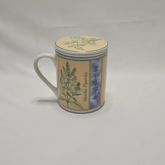 Danesco Ceramic Mug with Tea Infuser, Herbal plant designs