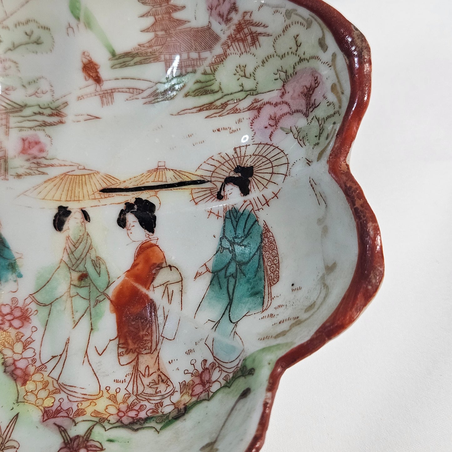 Geisha girl vintage porcelain hand painted plate