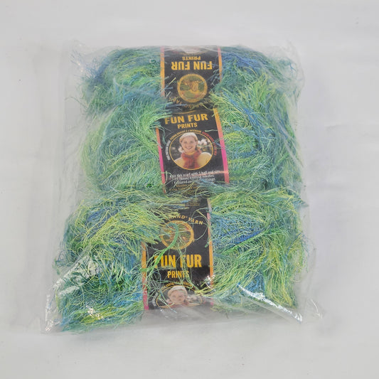 Lion Brand Fun Fur Stripes, Citrus, 3 skeins, Polyester