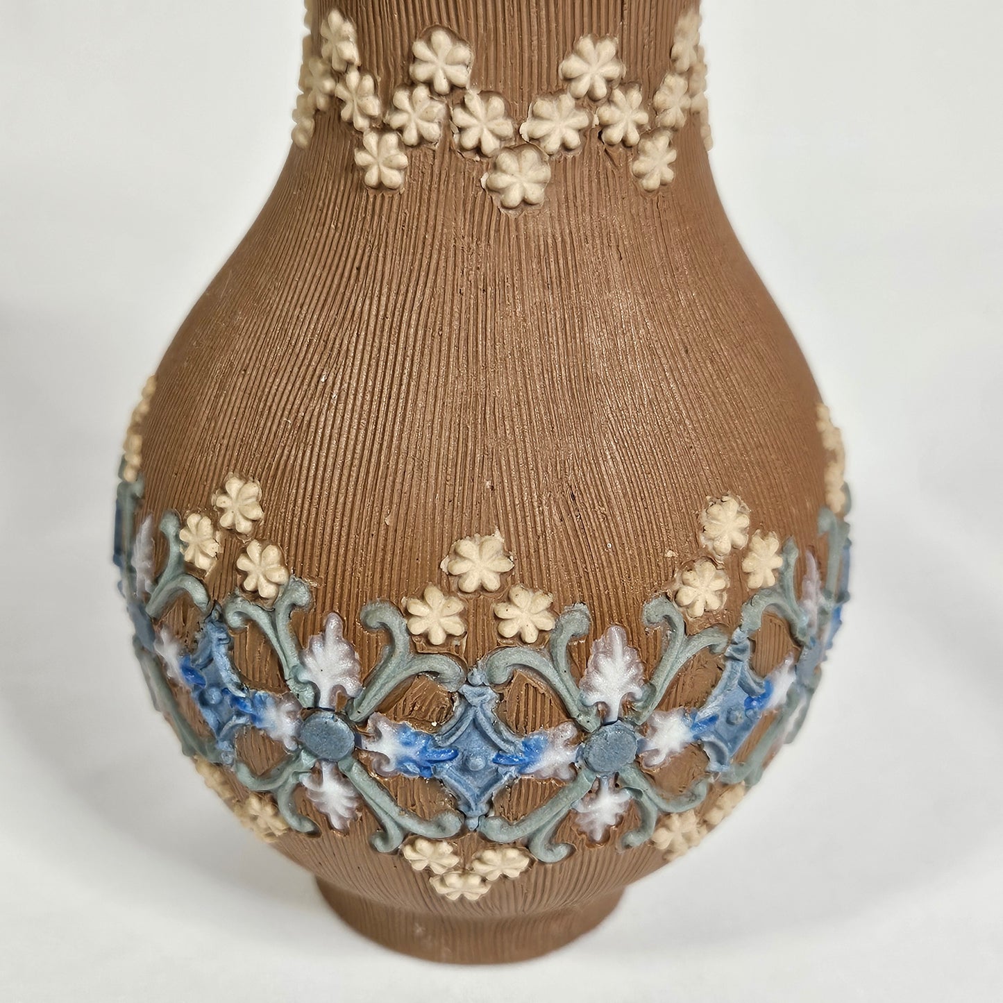 Antique Doulton Lambath Silicone ware miniature stoneware vase, 4.75" tall