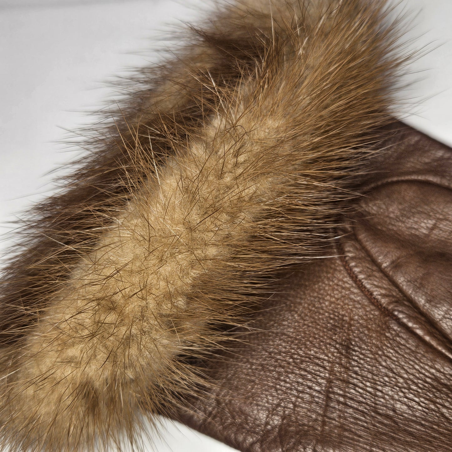 Vintage women's fur trimmed brown leather gloves