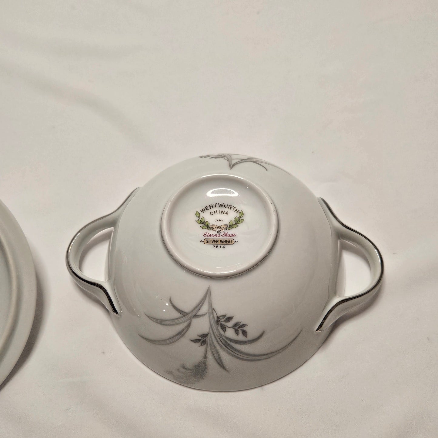 Wentworth China Silver Wheat sugar bowl and cream pitcher set