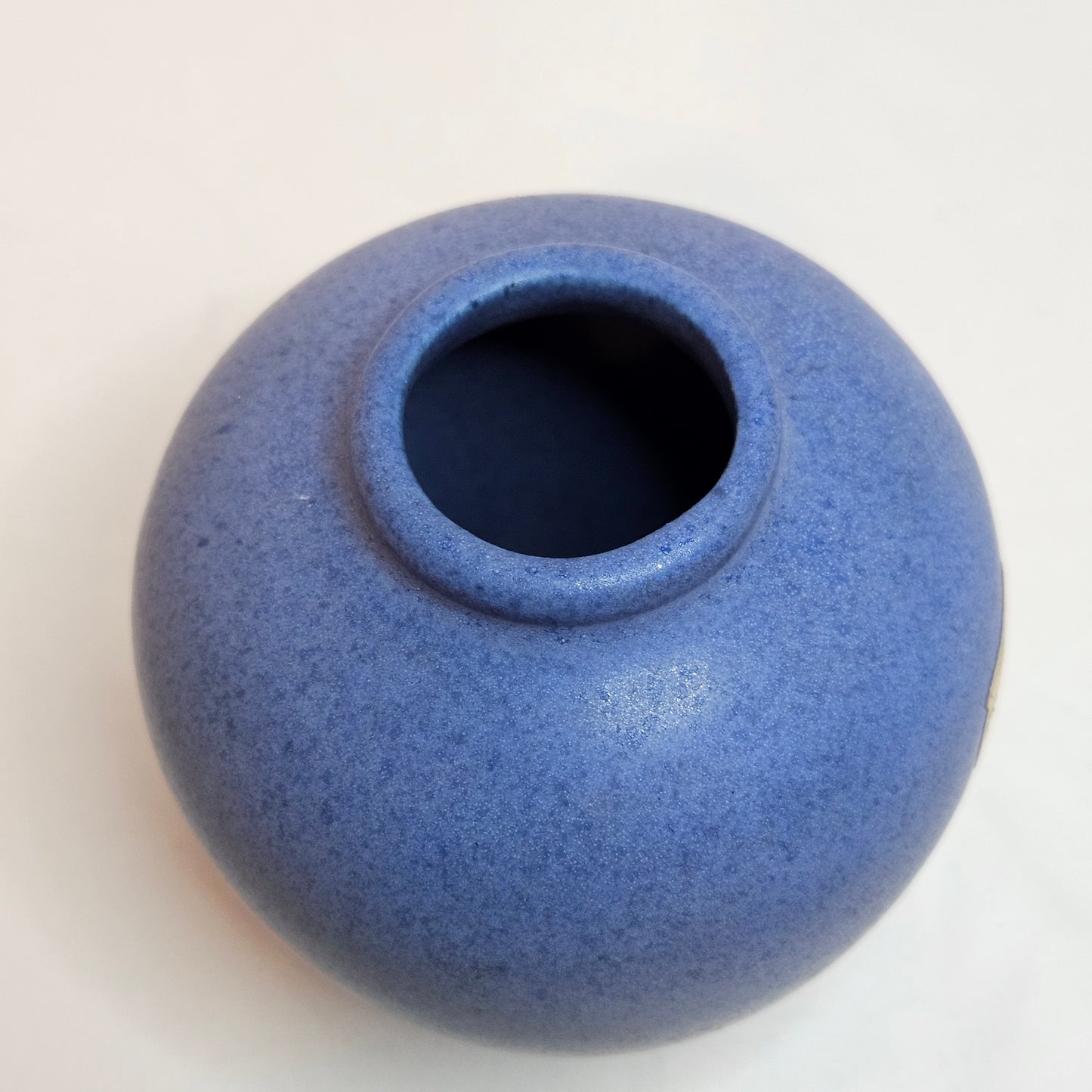 Vintage Niloak Pottery small round vase, Ozark Blue, late 1930s