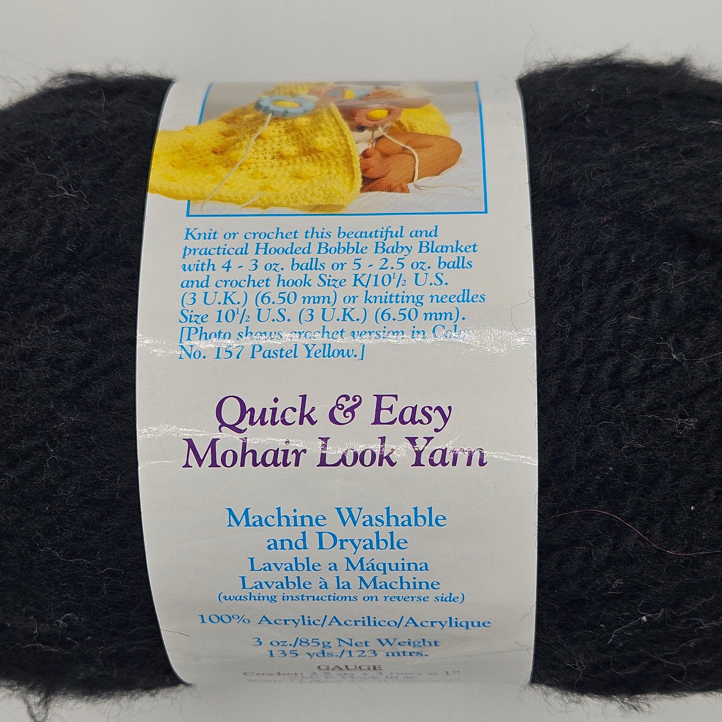 Lion Brand Jiffy Yarn, Black, Quick & Easy Mohair Look, Acrylic