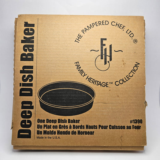 Pampered Chef 11" Stoneware Deep Dish Baker Family Heritage #1390 Light Use