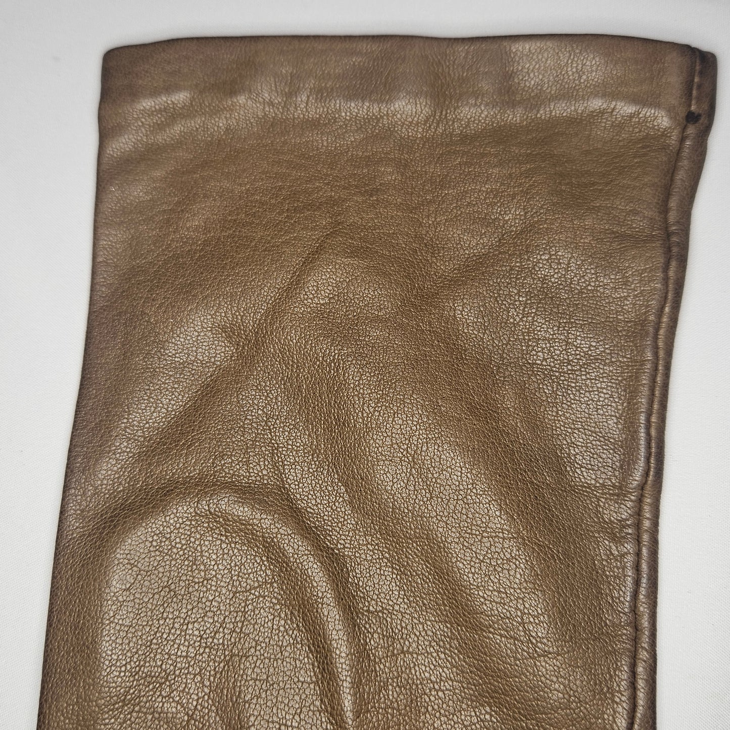 Vintage women's brown leather gloves by Grandoe, size 6.5, silk lined