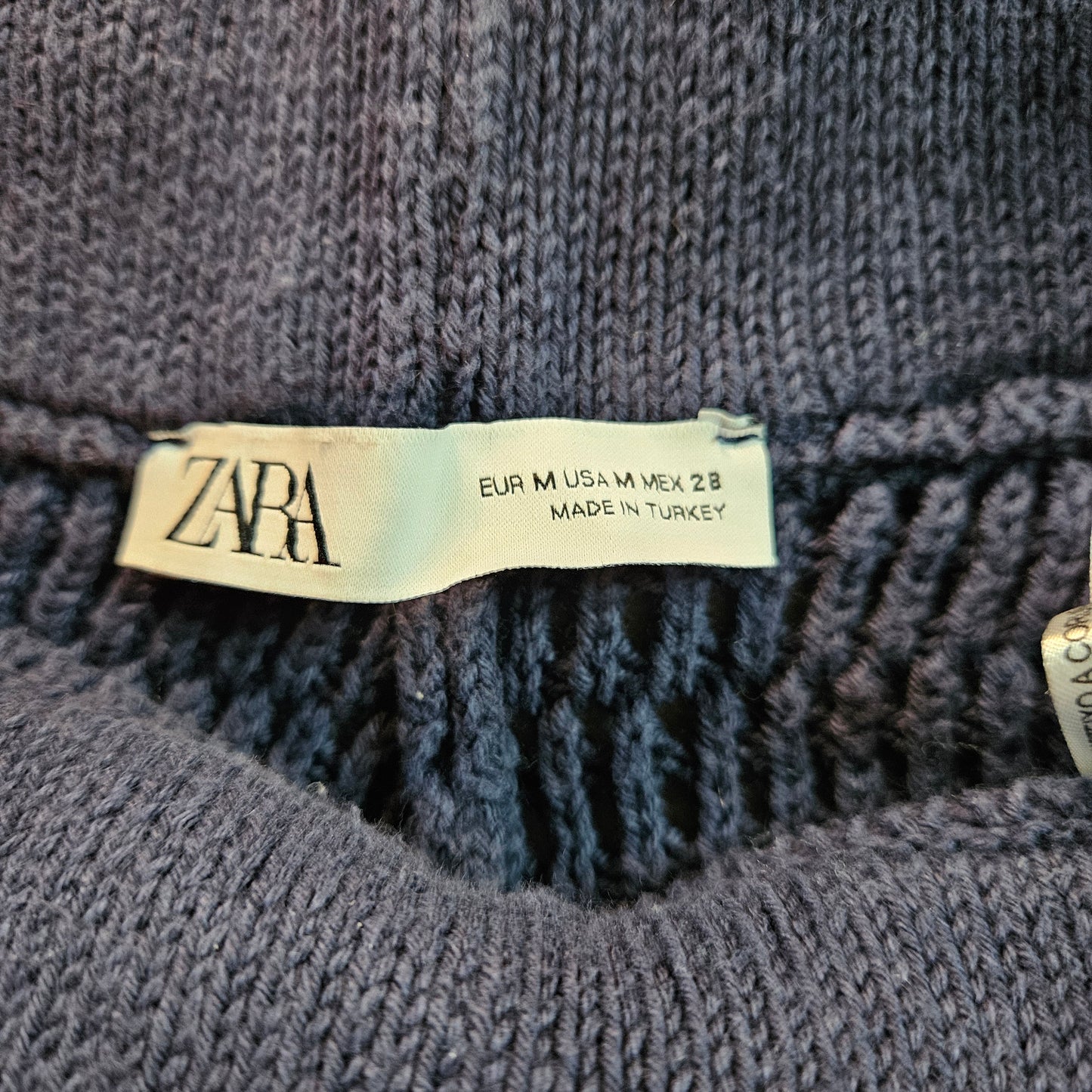 Zara 100% cotton knit shorts in dark blue, medium