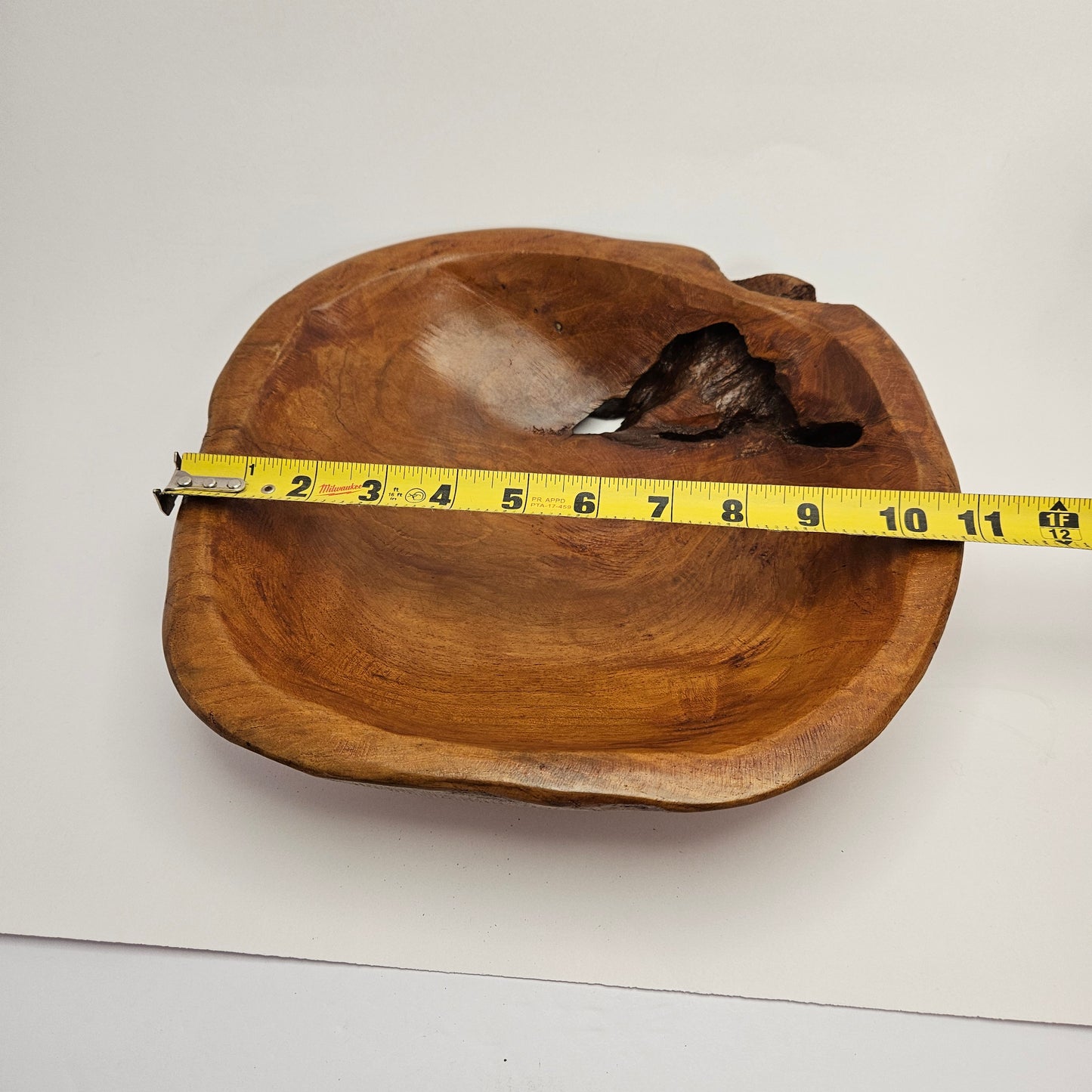 Vintage British Gardens teak decorative bowl, 10 x 11 x 3 inch