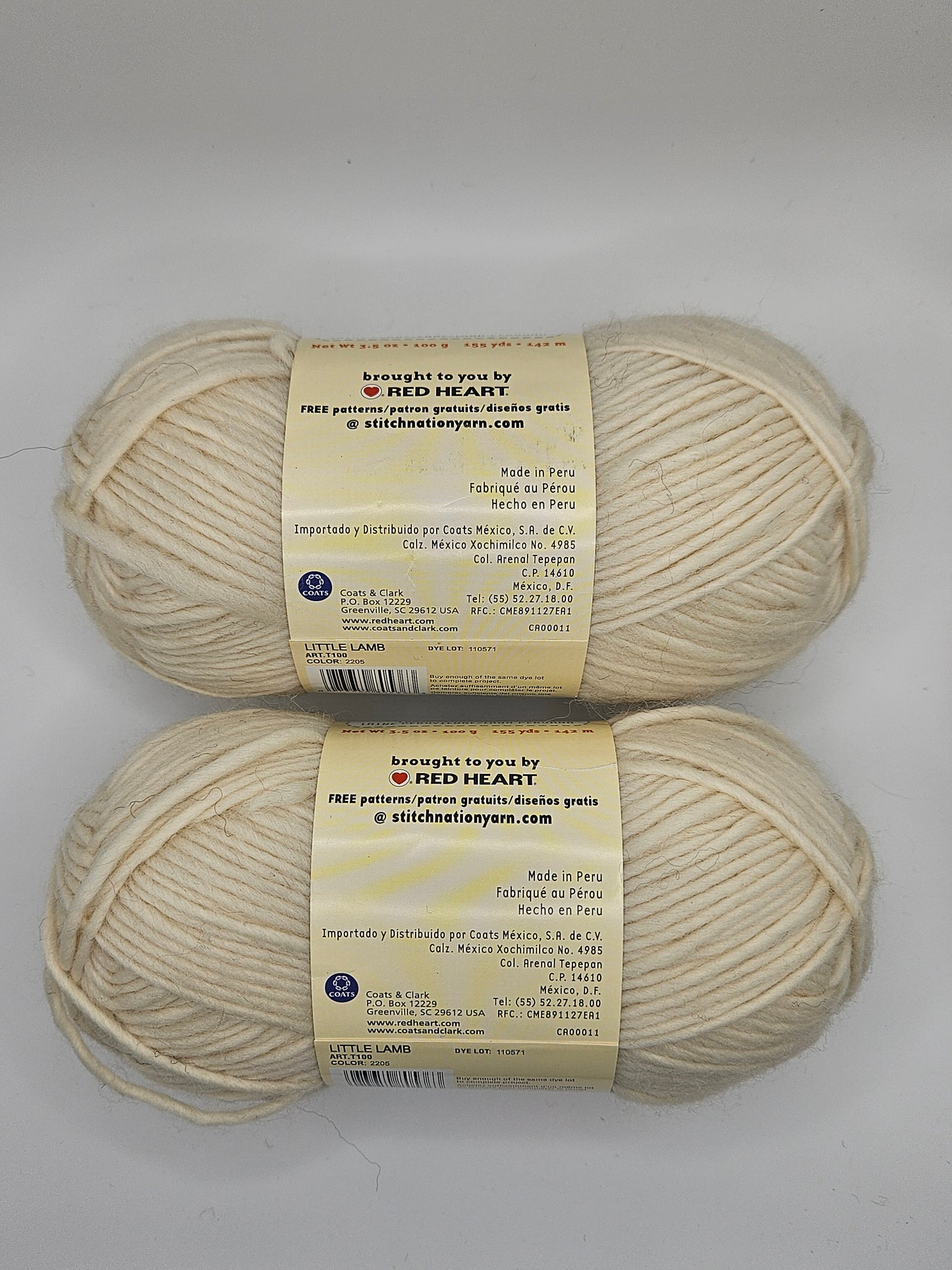 Full O' Sheep Yarn, 2 Skeins, Little Lamb Color 2205, 100% Peruvian Wool