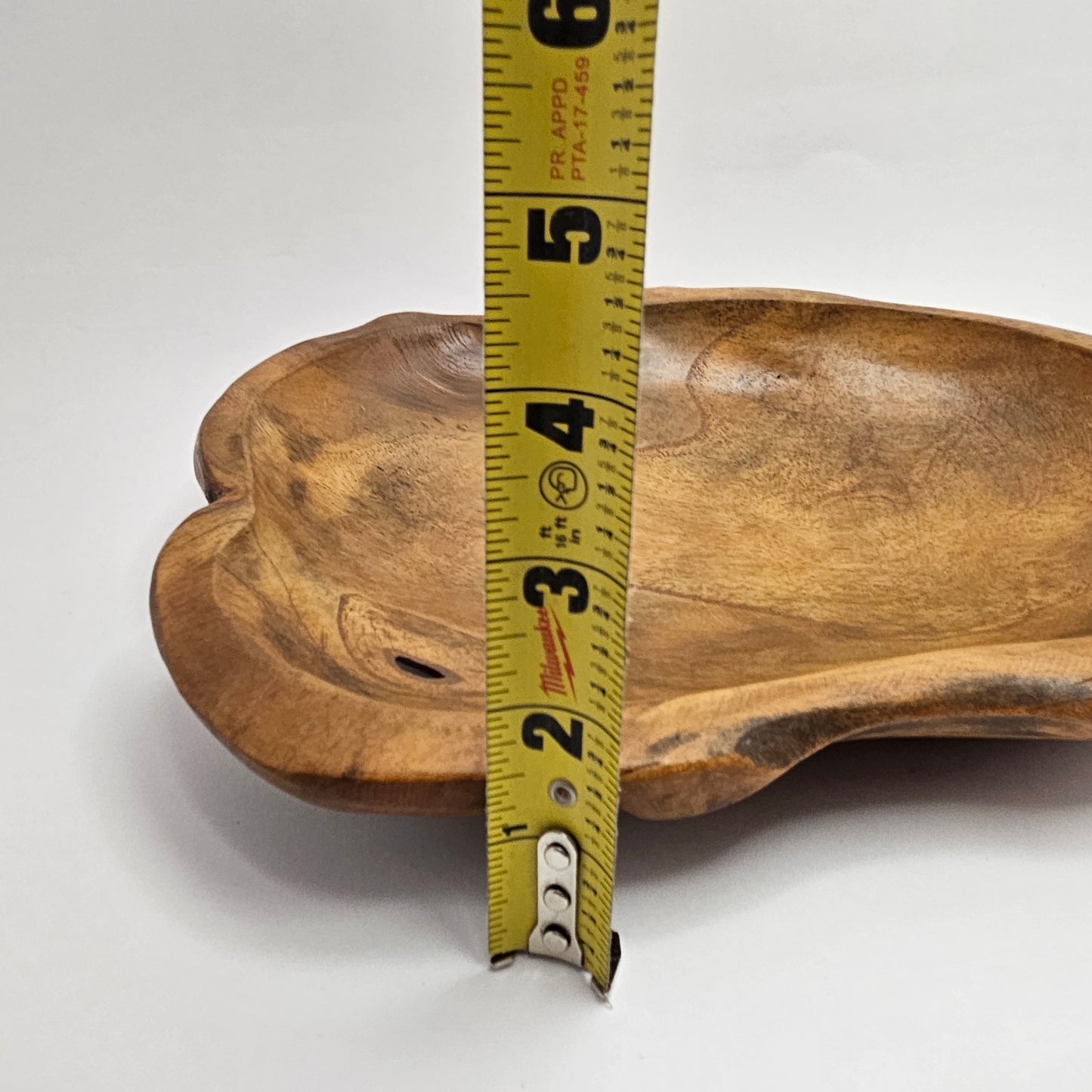 Vintage British Gardens teak bowl, 11 x 9 x 2 inch shallow bowl