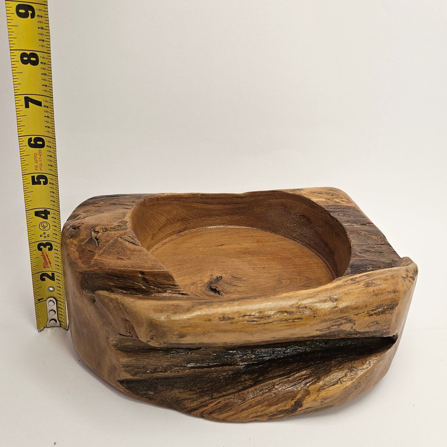 Vintage British Gardens teak bowl, 9.5x8x4 inches with 6 inch interior