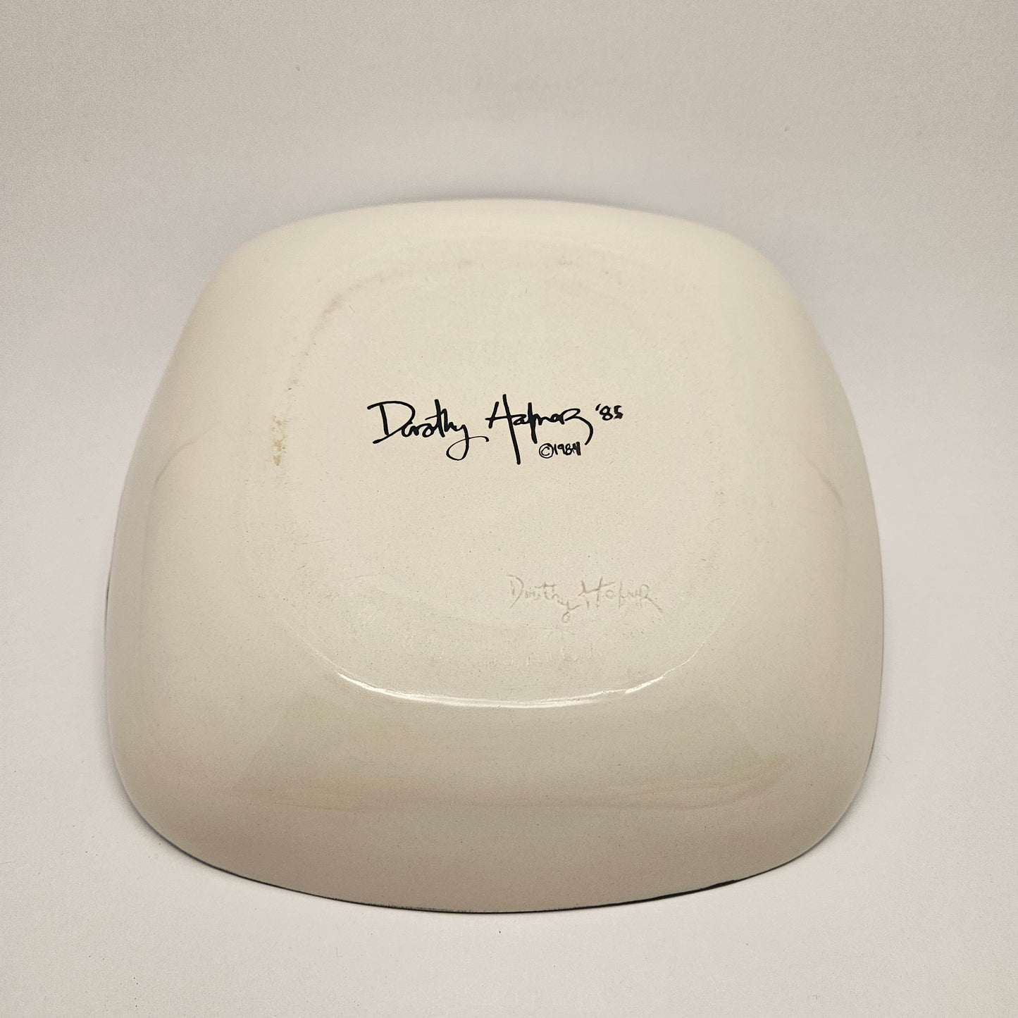 RARE Vintage Dorothy Hafner STATS Porcelain black lattice serving bowl 1985