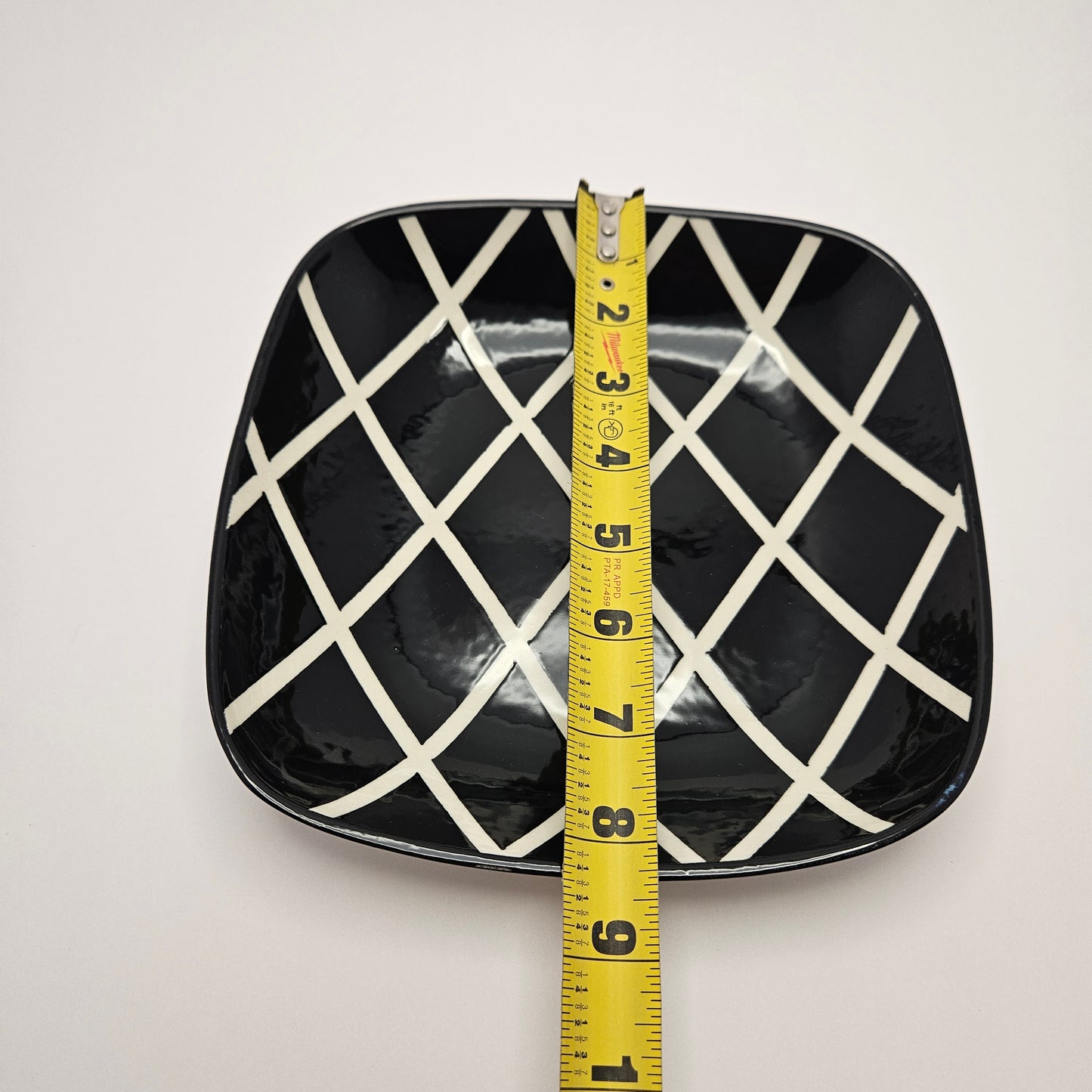 RARE Vintage Dorothy Hafner STATS Porcelain black lattice serving bowl 1985