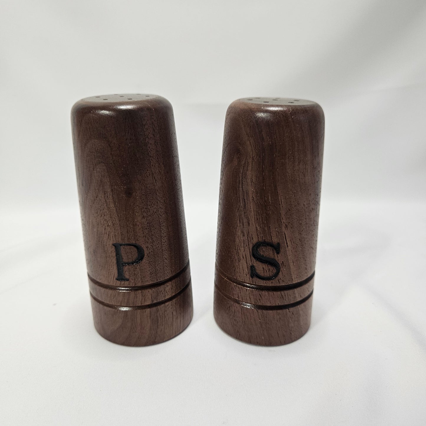 Vintage walnut salt and pepper shakers, NOS, never used