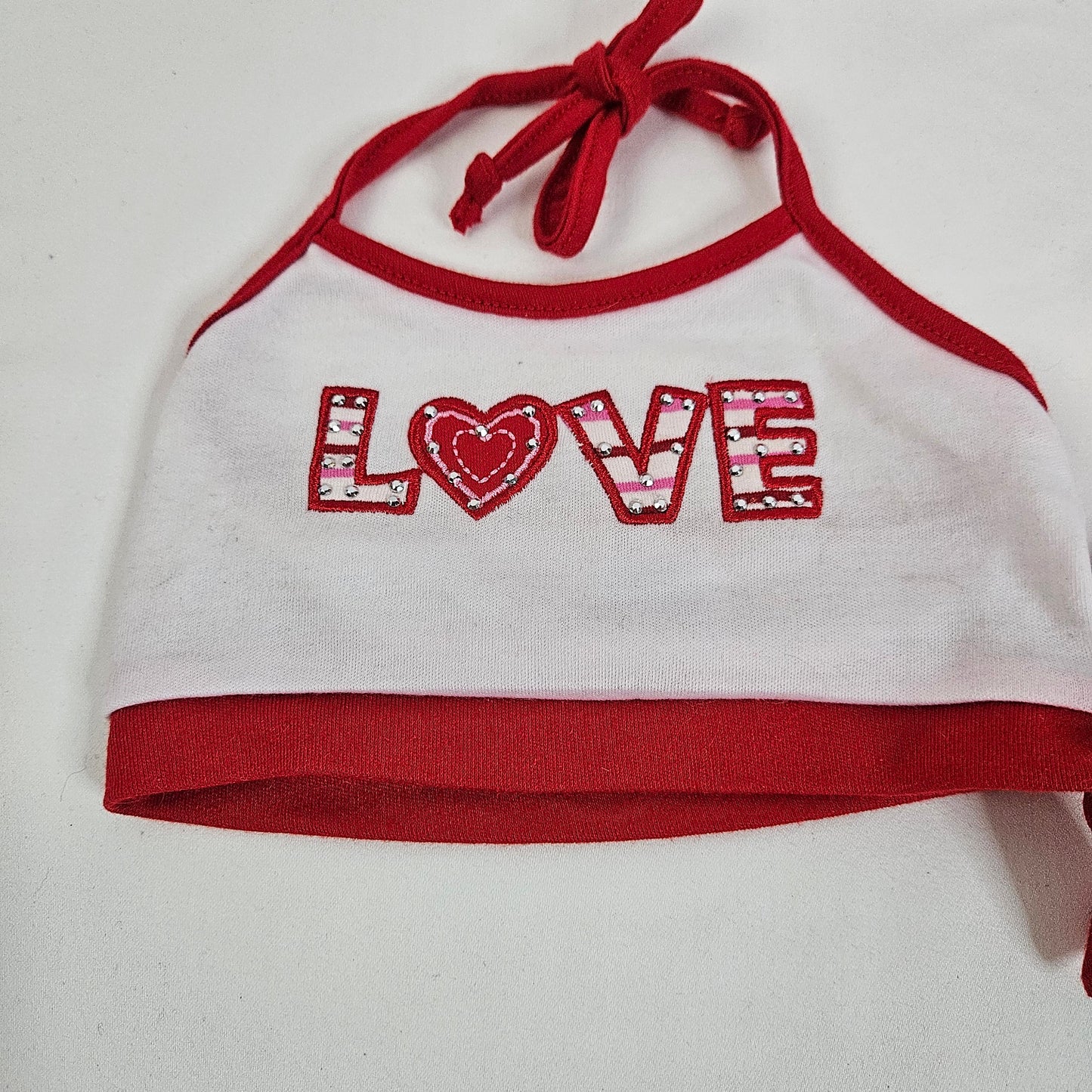 Build-A-Bear Love denim skirt and halter top
