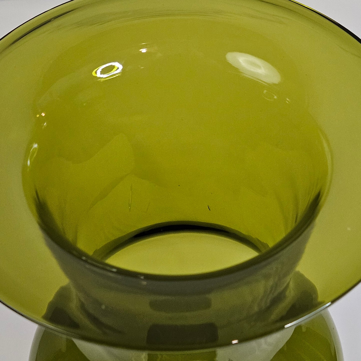 Rare 1950s Tall Green Glass Floor Vase by Jacob E Bang for Holmegaard Denmark