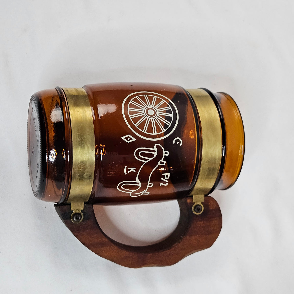 Vintage SiestaWare brown glass mugs, wooden handles, mix and match