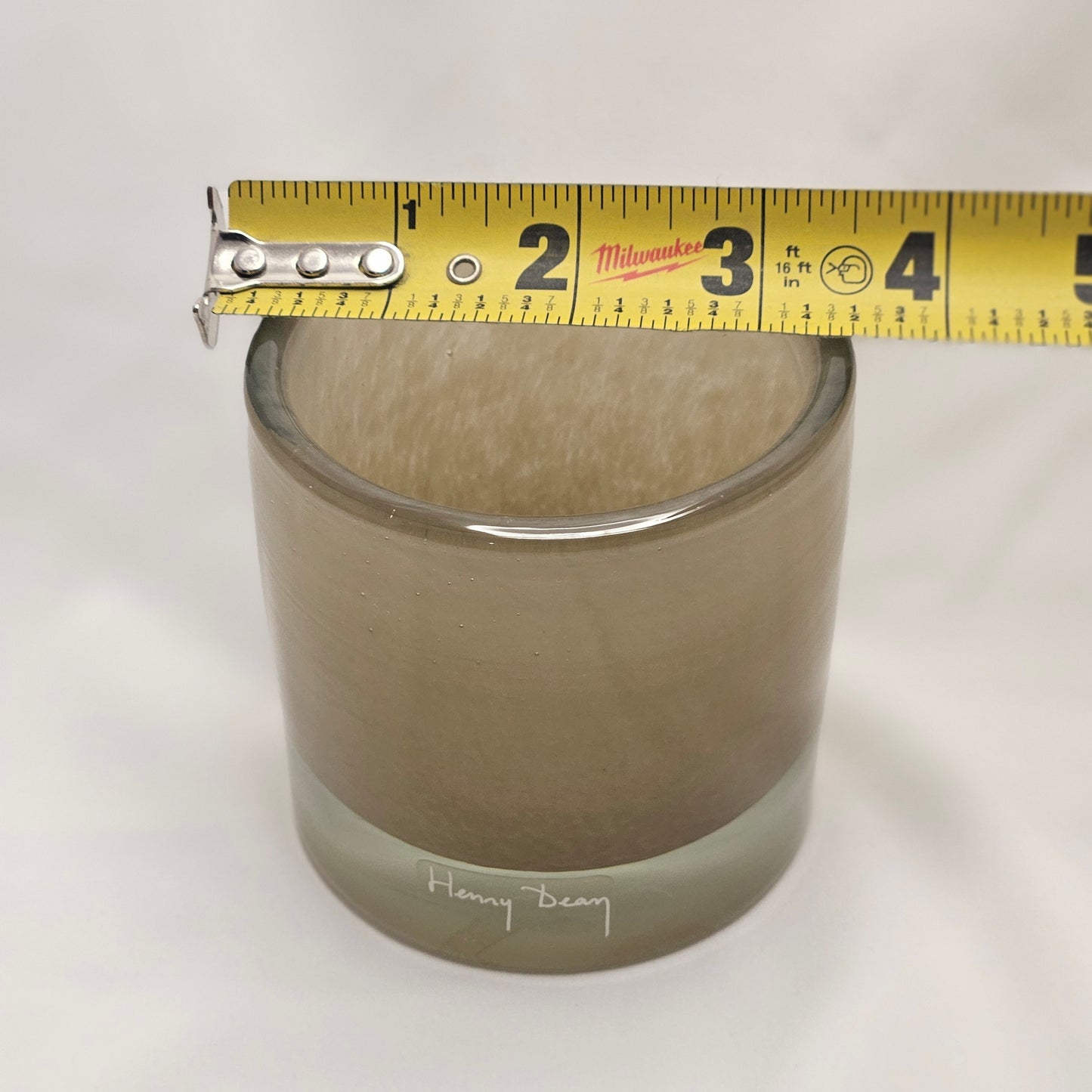 Henry Dean art glass votive holder, brown