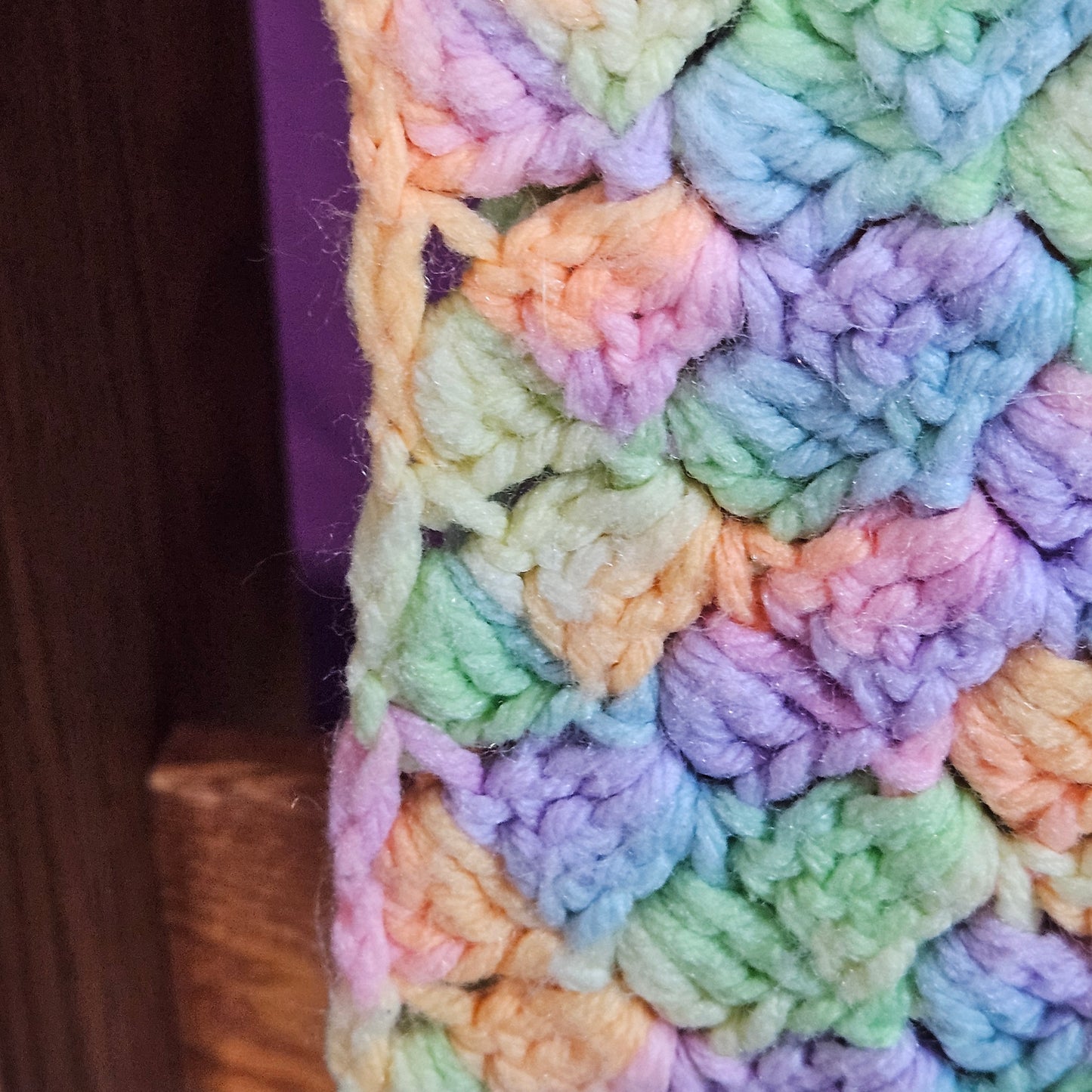 54" x 43" pastel crocheted blanket