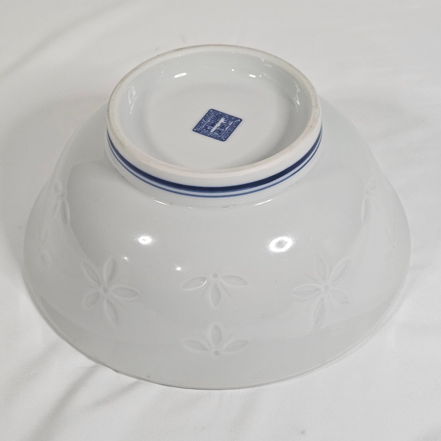 Ramen Bowl, Blue and green geometric design, 8.5 x 3.5 inches