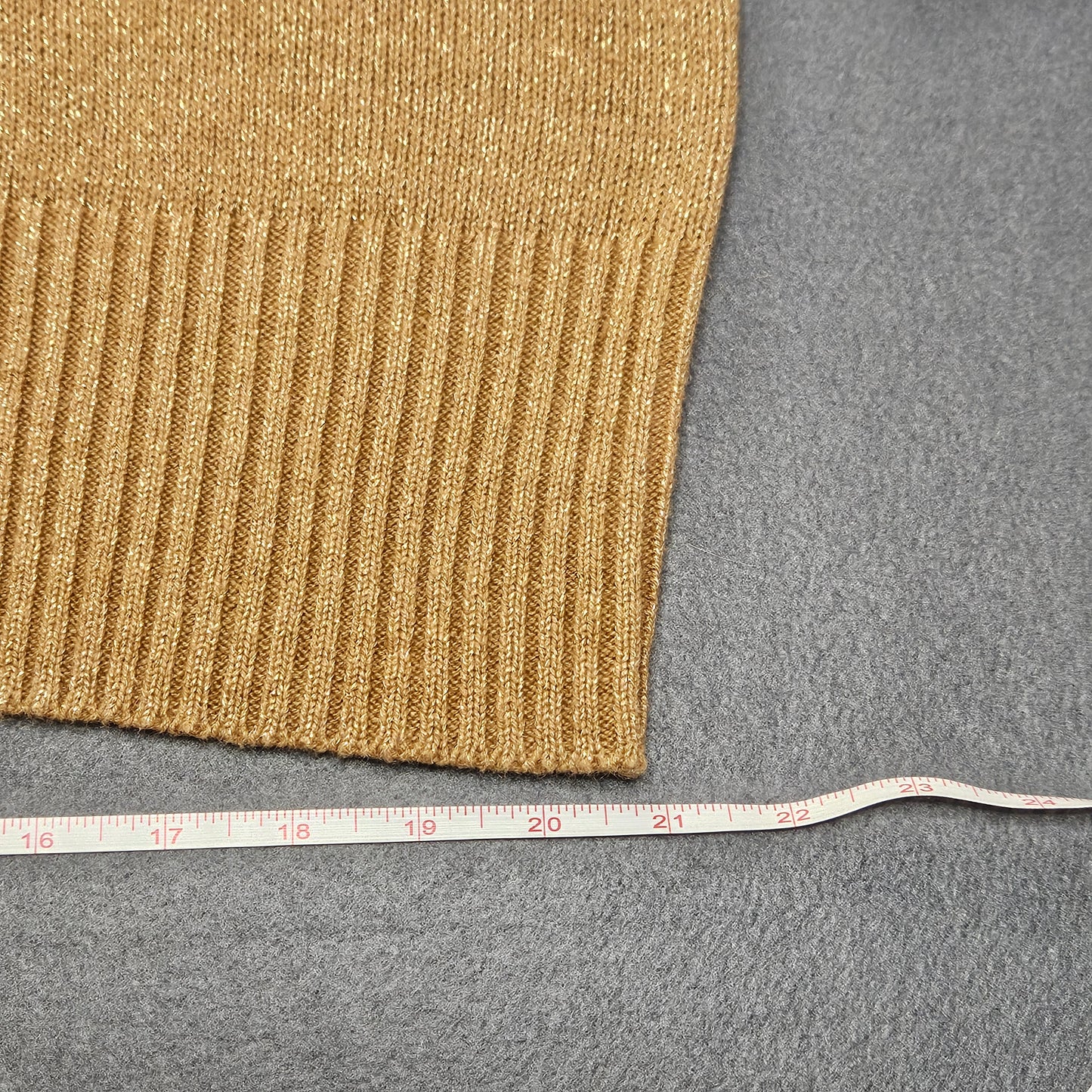 Maggie Sweet long-sleeve sweater with button-up collar, metallic thread accents