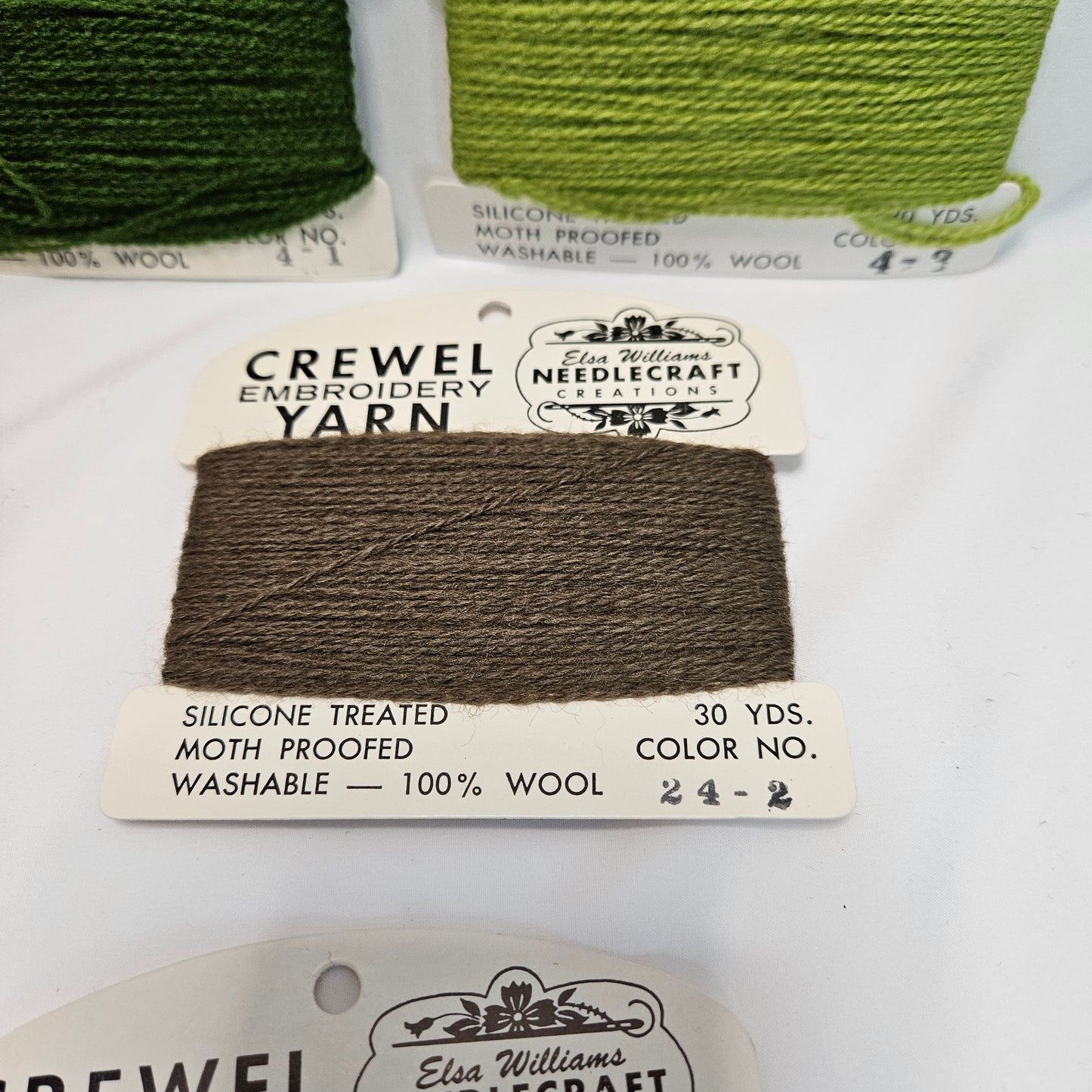 Vintage Crewel Wool Embroidery Yarn, Elsa Williams Needlecraft Collections, lot of 14 cards