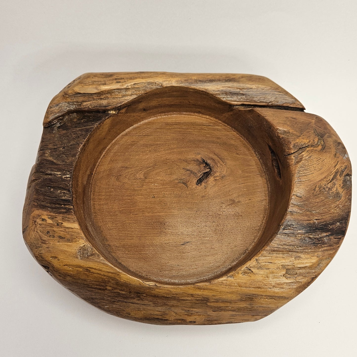 Vintage British Gardens teak bowl, 9.5x8x4 inches with 6 inch interior