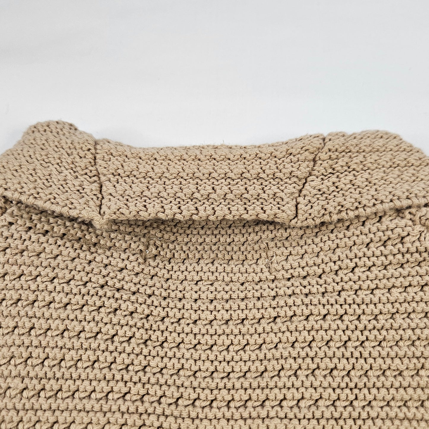 CAbi Beige knit shrug, 100% cotton with fabric rosettes, Medium
