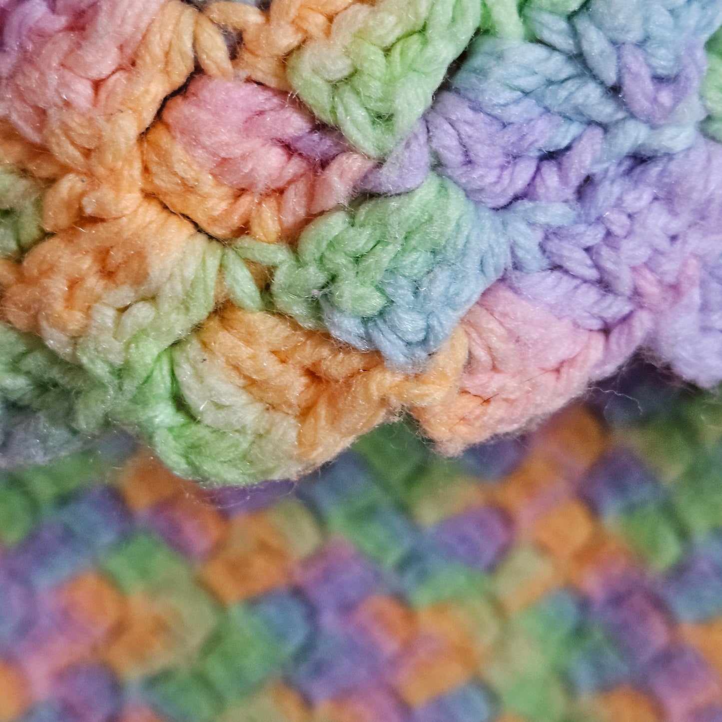 54" x 43" pastel crocheted blanket