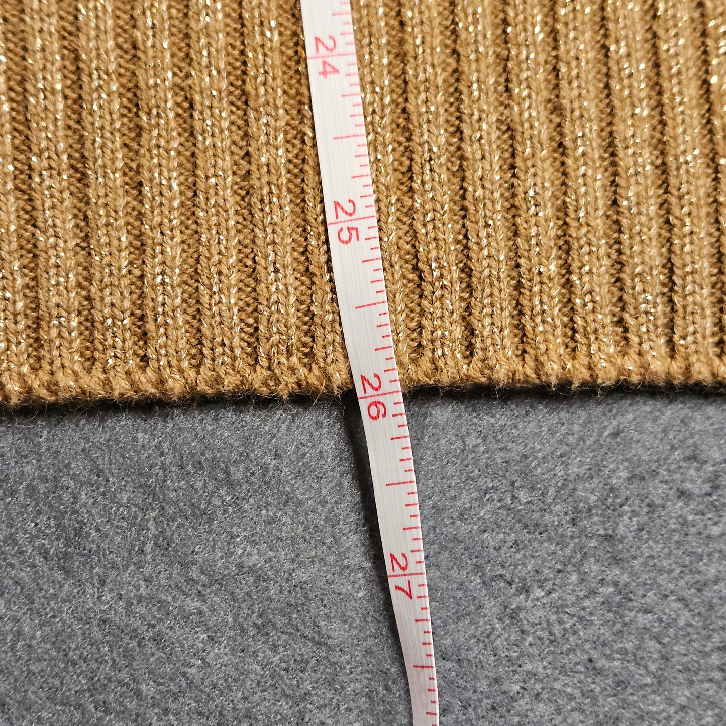 Maggie Sweet long-sleeve sweater with button-up collar, metallic thread accents