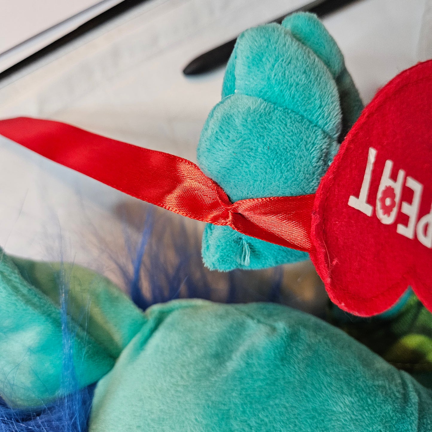 Jumbo plush Branch from the Trolls Movie with Valentines hearts, 25 inches tall, 2017
