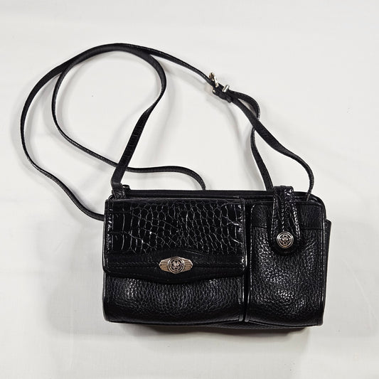 Vintage Brighton crossbody bag, pebbled leather with floral interior