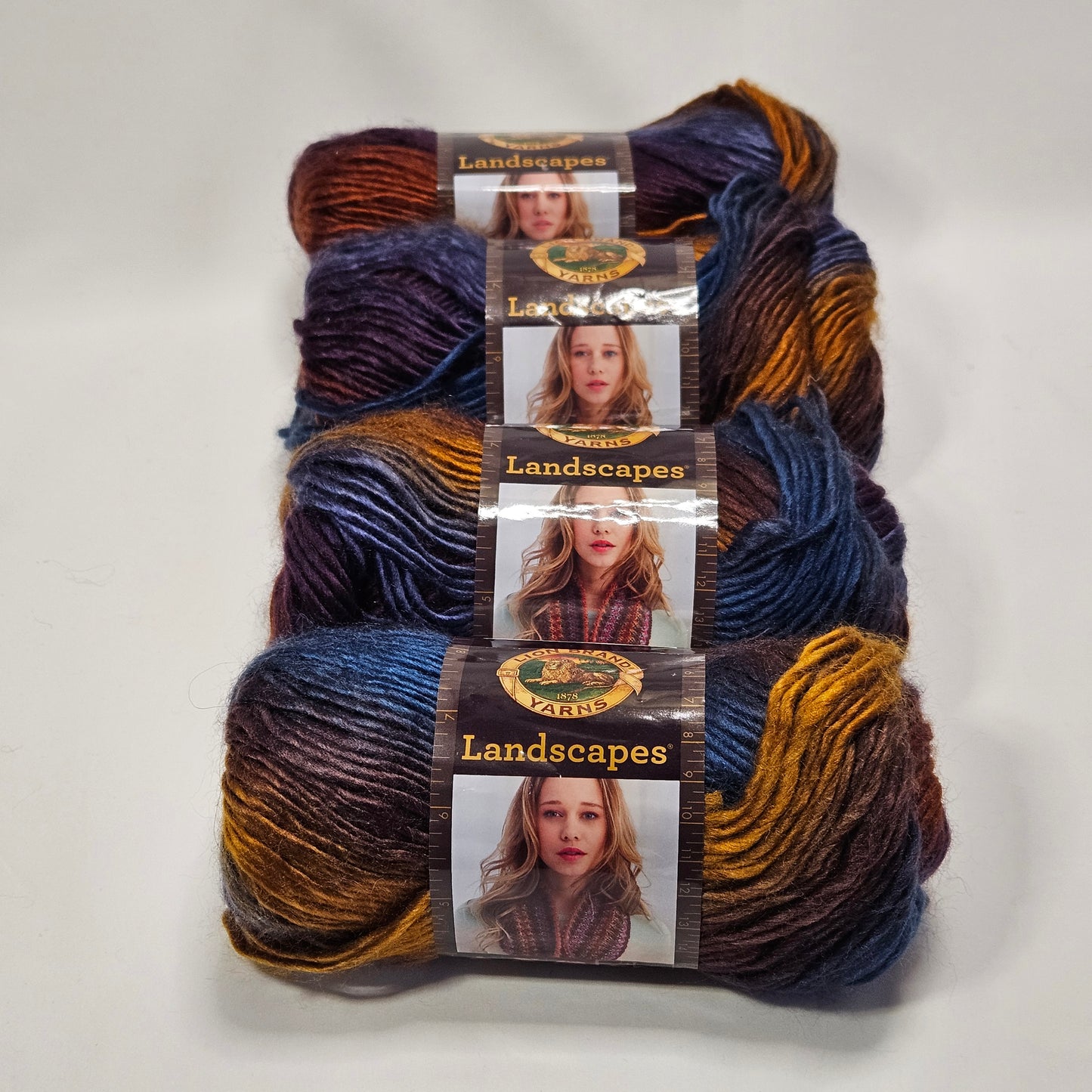 Lion Brand Landscapes acrylic yarn, Mountain Range, 4 skeins, 4 medium