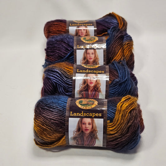 Lion Brand Landscapes acrylic yarn, Mountain Range, 4 skeins, 4 medium