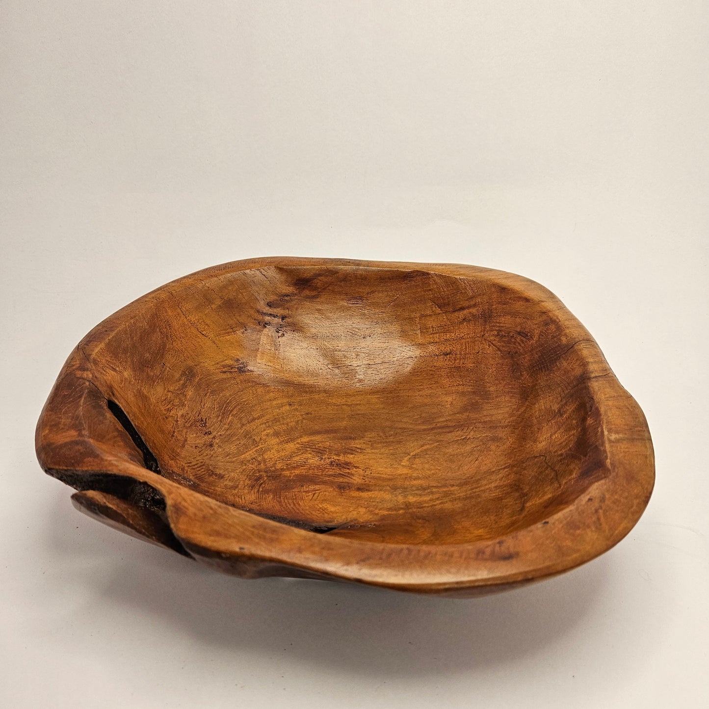 Vintage British Gardens teak decorative bowl, 10 x 11 x 3 inch
