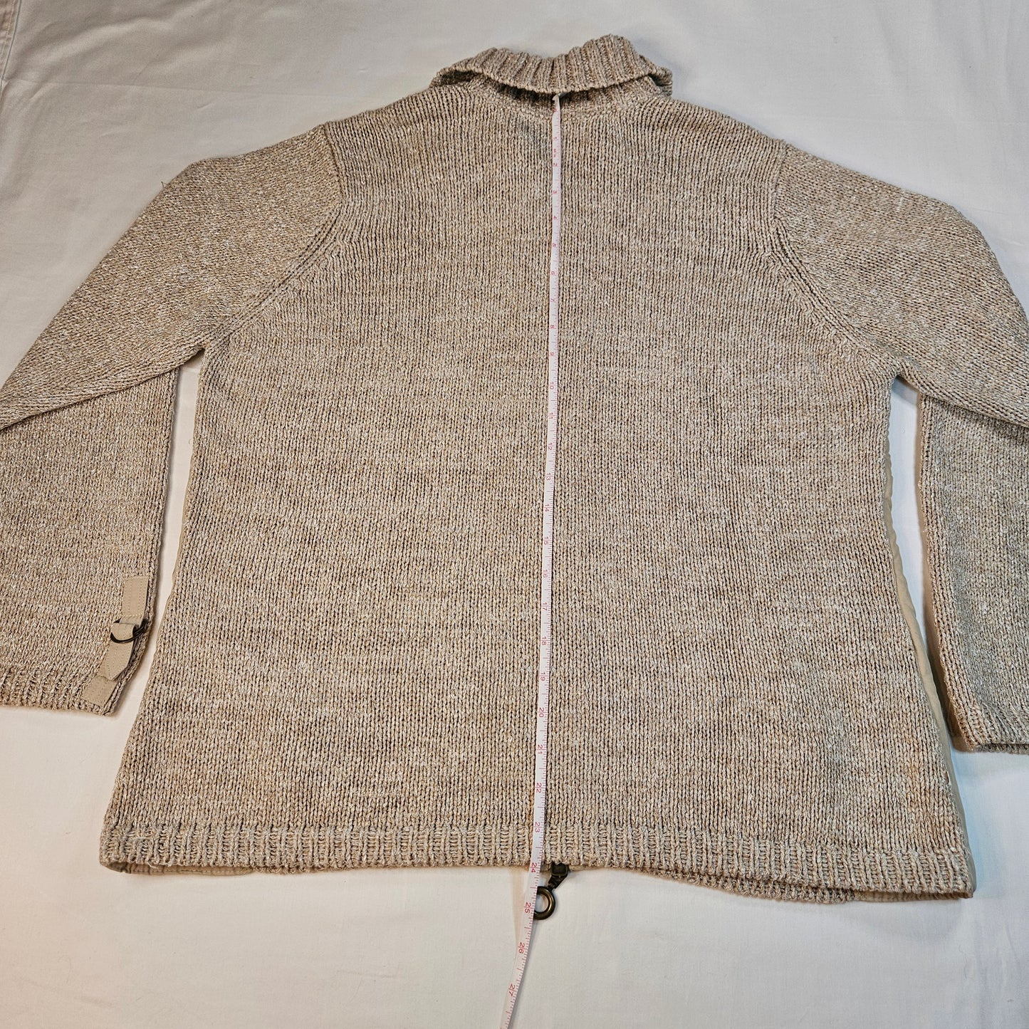 Pierri New York beige-gold zip front cardigan sweater