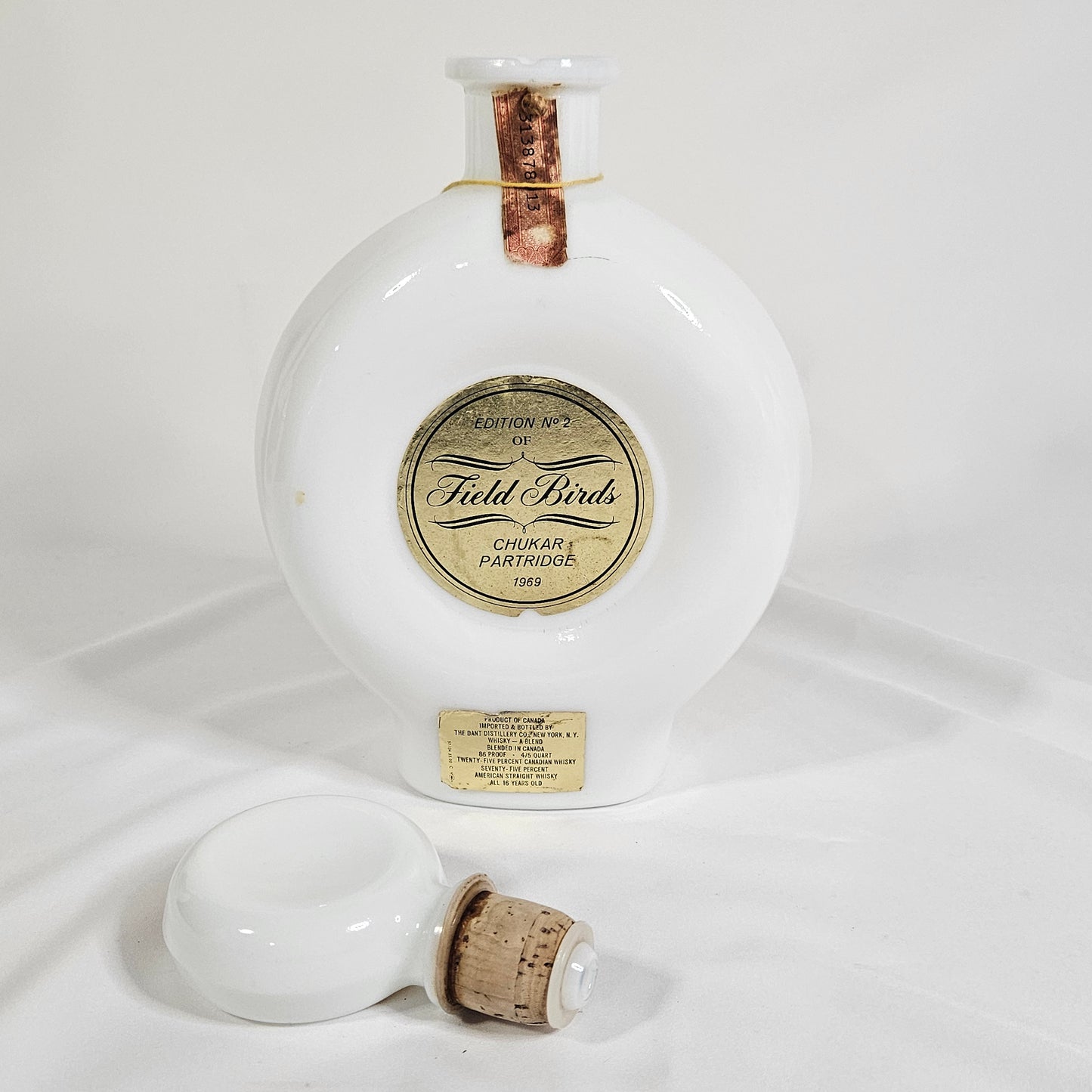 Dant Distillery Vintage Milk Glass Whiskey Decanters, Field Birds