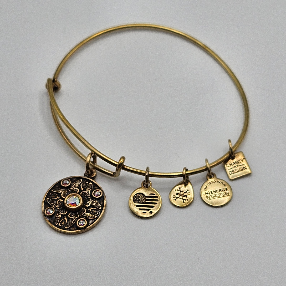 Alex and Ani Gold Toned Bangle Bracelet, Wings of Change, 2016