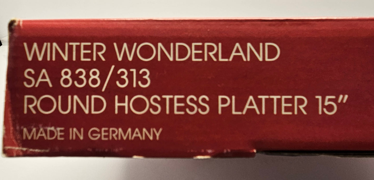 Mikasa Vintage 15" Glass Christmas Holiday Platter In Box, Winter Wonderland