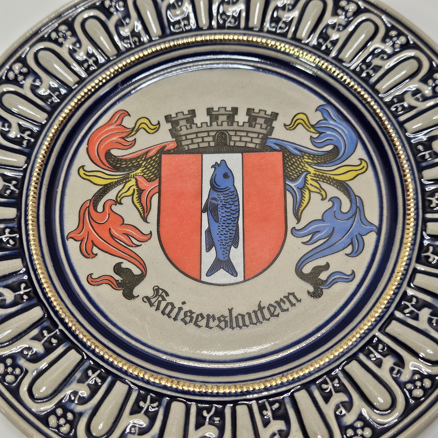 Kaiserslautern Crest vintage decorative plate by Gerzit, West Germany