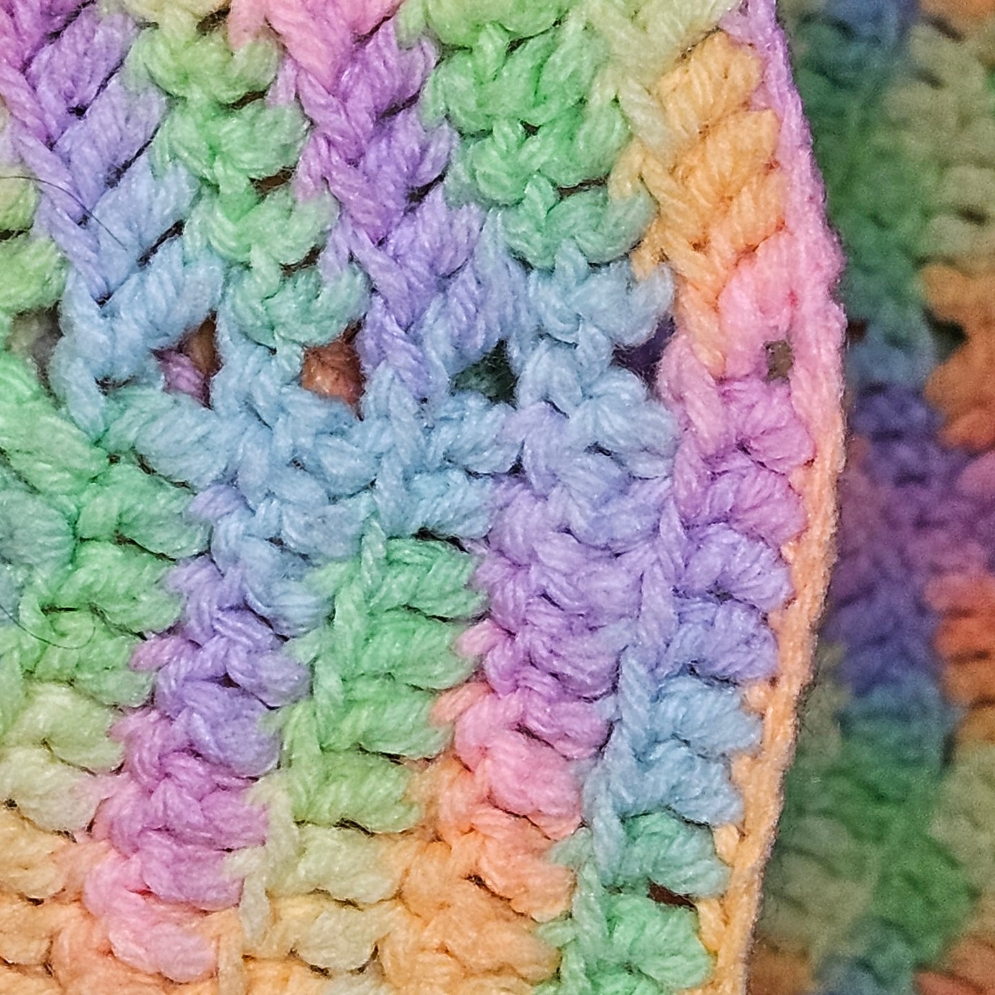 48" x 40" pastel crocheted blanket