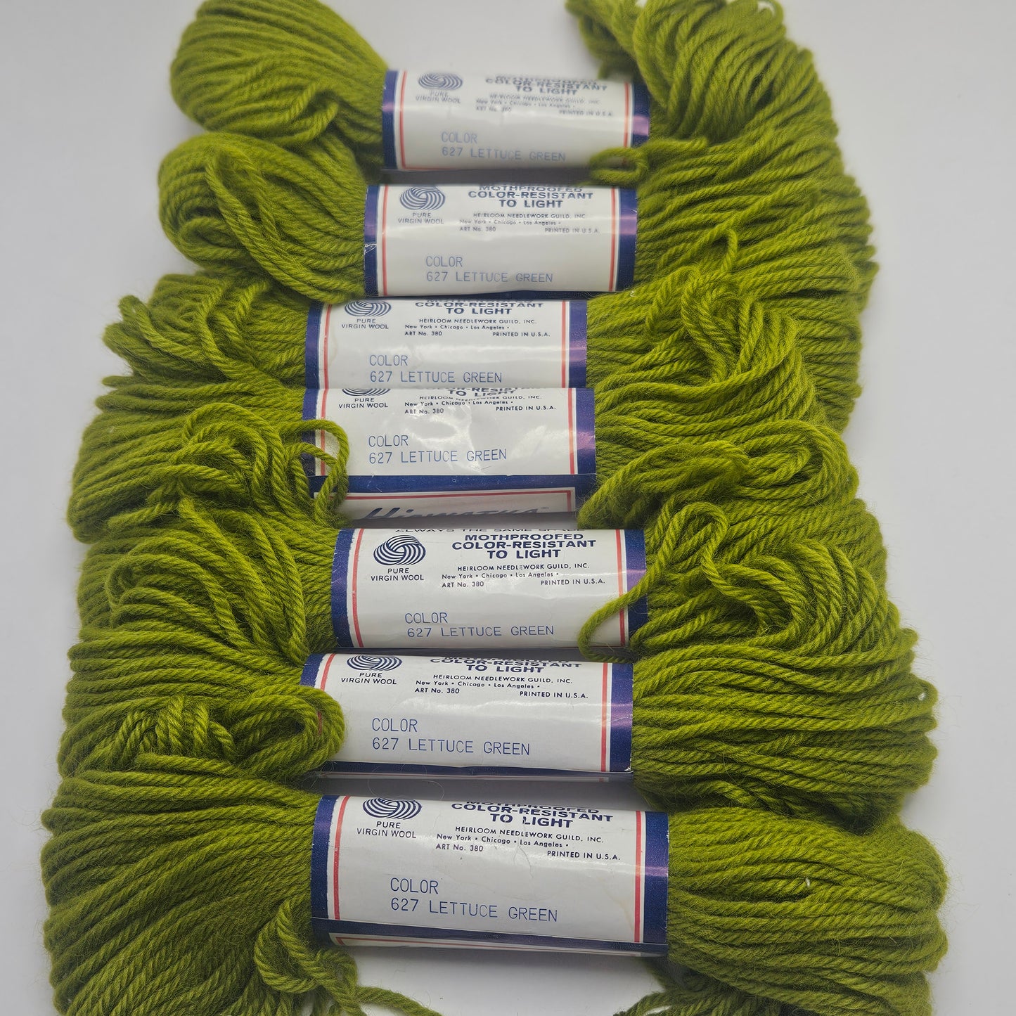 Hiawatha Needlepoint Wool 7 Skeins 627 Lettuce Green 40 Yds each Free Shipping