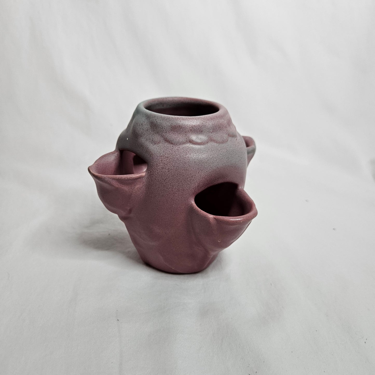 Rare Niloak tulip vase, multiple openings, Ozark Dawn II glaze, 4.75 inches
