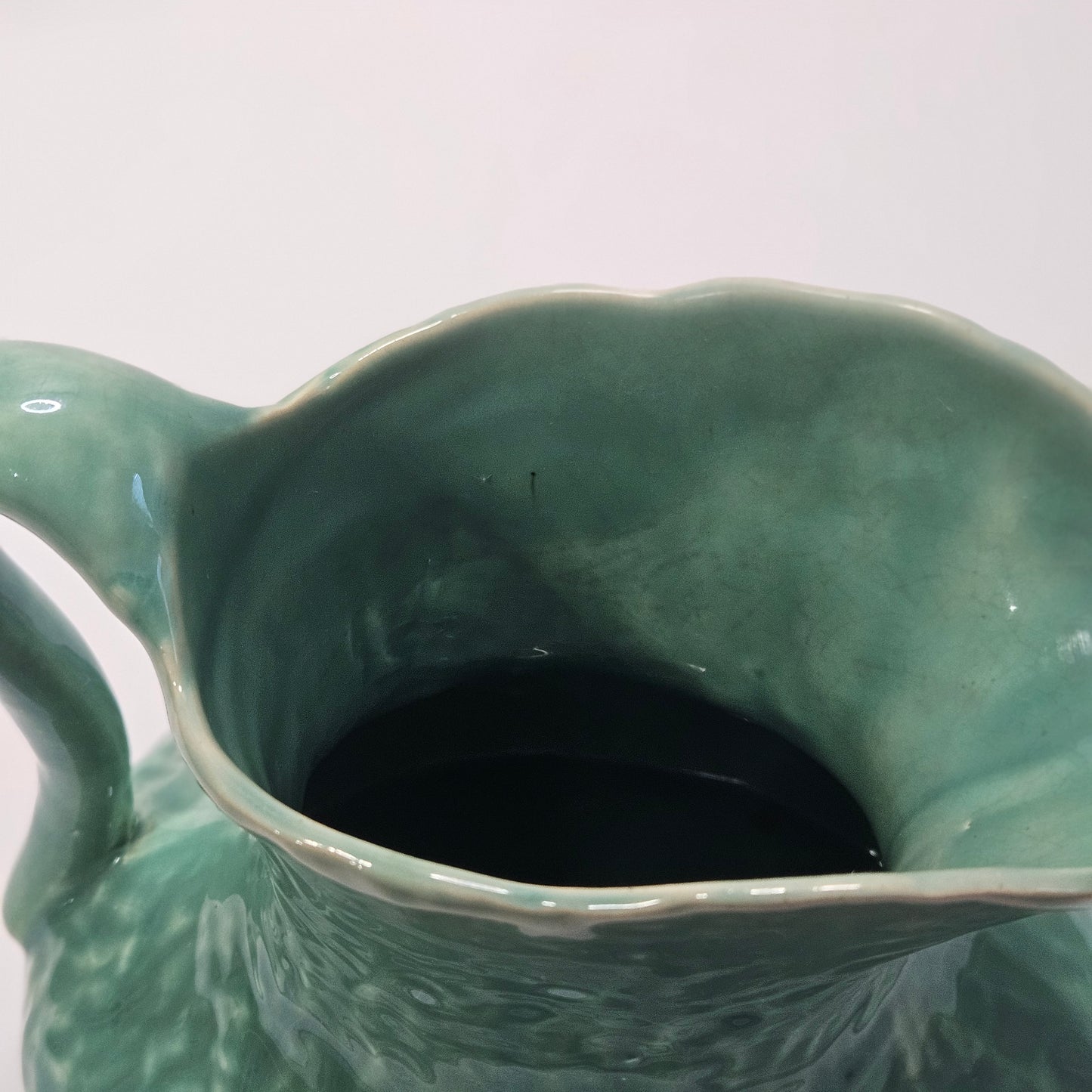 Vintage Pitcher by Worcester, blue green pottery, 9 x 7 x 6