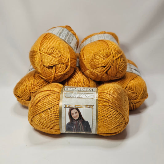 Bernat Satin yarn in Goldenrod color, Acrylic,